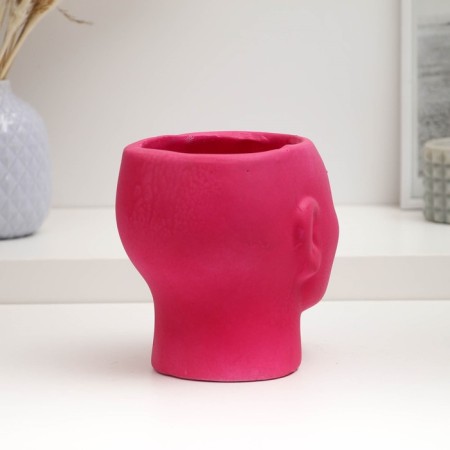 Figure pot "Girl's head" Pink, 16x14x16cm-3