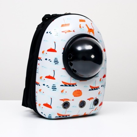 A backpack for carrying animals with a viewing window "I want to go to sea!", 32 x 25 x 42 cm