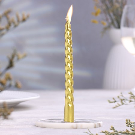 Set of candles of twisted, 1.5x 15 cm, 2 pieces, gold metallic-1