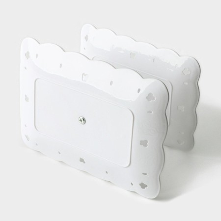 Rectangular shares of Vivienne, 2 tiers, 22.5 × 16 cm, 26.5 × 19 cm, white color, white.-3