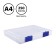 A4 document folder, with blue latches, 230 x 305 x 40 mm, transparent case
