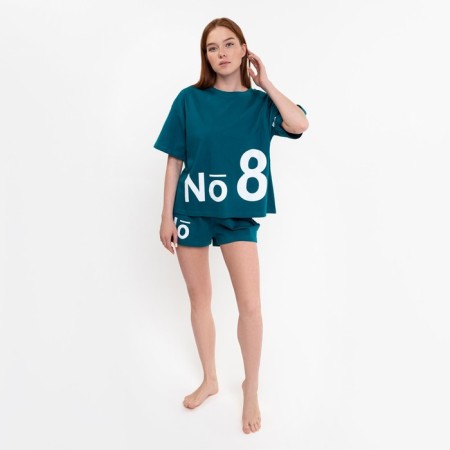 Female set (T -shirt, shorts), Malachite color, size 48-7