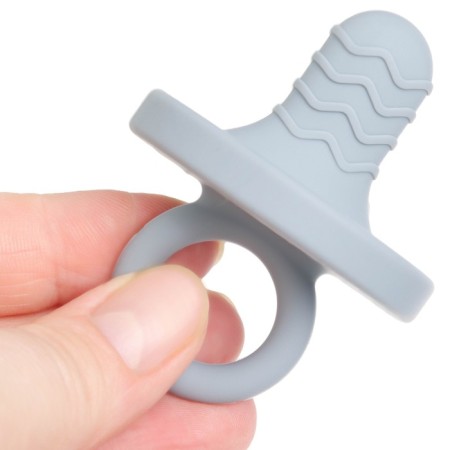 The rubberker is a silicone dummy, the color is blue/gray, mum & baby-8