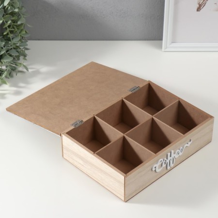Casket wood 6 divisions "Mushrooms" beige-white 17x24x7 cm-3