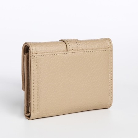 Women's wallet on the button, beige color-1