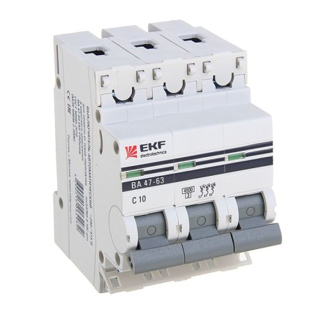 Automatic circuit breaker EKF Proxima, 3P, modular, 10 A