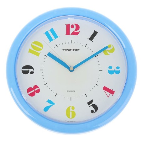 Watch wall "Color numbers", discrete move, D-24 cm, blue rim