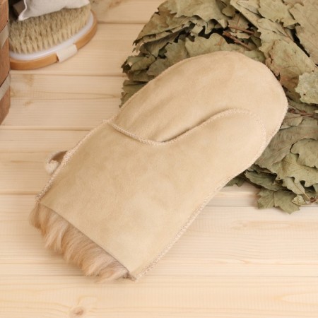 Mitten Bath of Sheepskin, beige