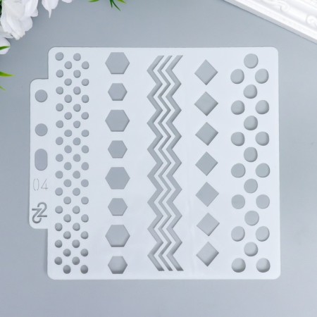 Plastic stencil "Geometric patterns" 13x14 cm