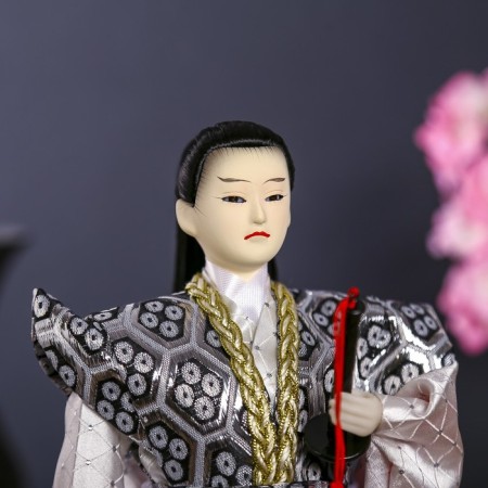 Collector doll "Samurai in a gray kimono with a sword" 30x12.5x12.5 cm-4