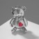 Brooch "Bear" with patch and heart, red color in silver