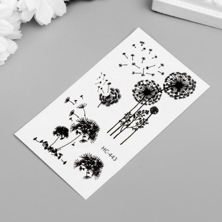 Tattoo on the body Black "Dandelion" 10.5x6 cm-1