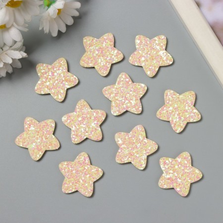 Decor for the creativity of the felt shine "Star" yellow 3x3 cm-2