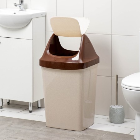Swing garbage container, 50 l, beige marble color-1