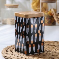 Банка для сыпучих продуктов «Перо», 9×9×15 см, цвет чёрный