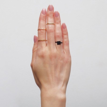 Ring set 5 pieces "perfect fingers" flicker, black and golden color-3
