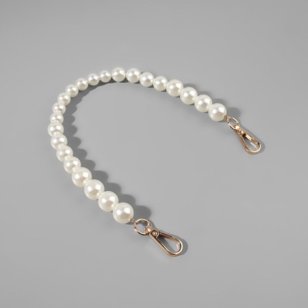 Handle for a bag, pearl beads, d = 12/14/16 mm, 39 cm, white/gold color-1