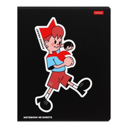 Notebook of 48 sheets in the "Atomic Heart" cage, cover coated cardboard, selective matte varnish, block 65 g/m2, 5V, mix-3