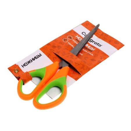 Office scissors 17cm, plastic handles with rubber inserts, mix-1