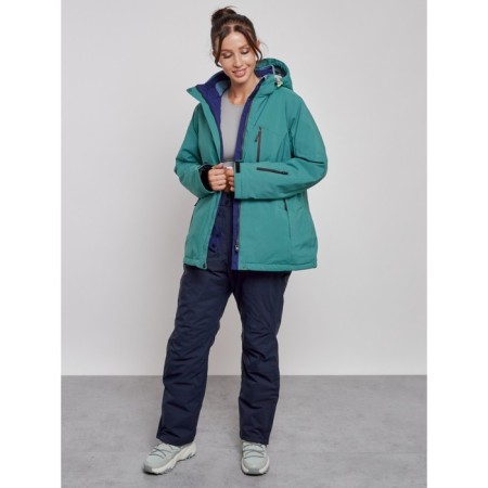 Ski jacket female winter, size 54, green color-8