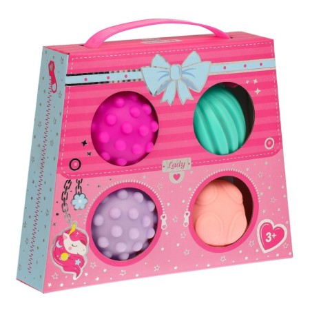 A set of developing tactile balls "handbag", with a squeak, 4 pcs, crumb I-12