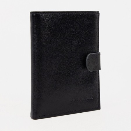 Male purse on 3 in 1 button for auto documents and passports, for cards, for coins, black color