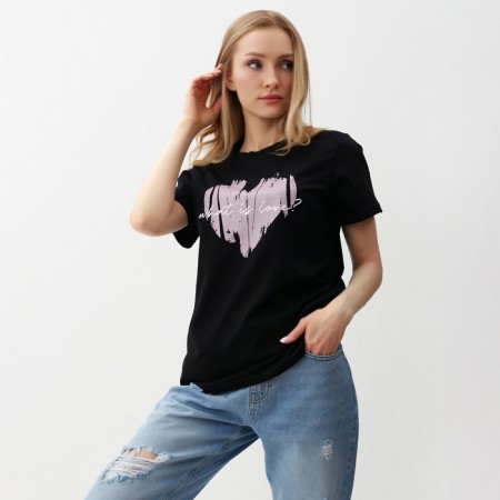T -shirt female, black color, size 48