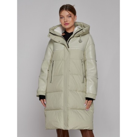 Coat insulated winter female, size 48, color light green-7
