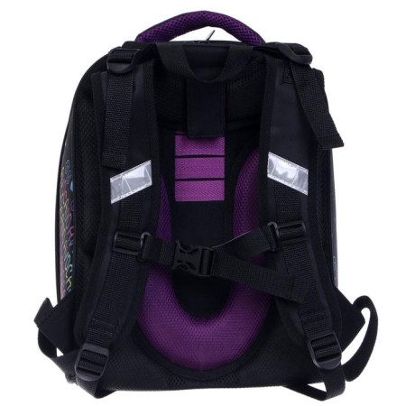 School backpack 38 x 30 x 16 cm, ergonomic back, stavia "avocado", black/lilac-3