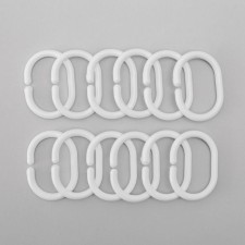 A set of rings for curtains in the bathroom, plastic, 12 pcs, white color