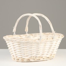 Basket with mobile handles, 32 x 25 x 13 cm, willow