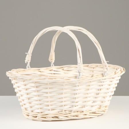 Basket with mobile handles, 32 x 25 x 13 cm, willow