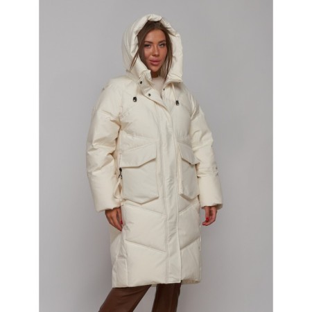 Coat insulated winter female, size 44, beige color-6
