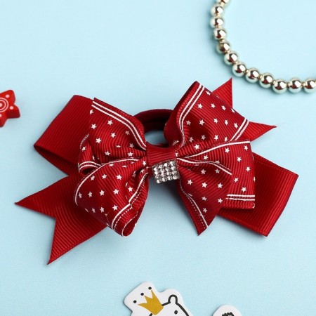 Hair gum "Schoolgirl" Bant Star, 12 cm, red
