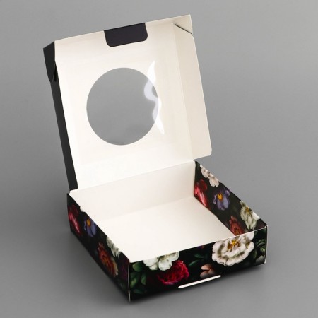 Box a gift team with a window, packaging, "with love", 10 x 10 x 3 cm-3