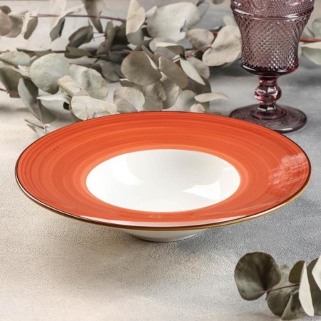 Ceramic plate for paste "sapphire", 300 ml, d = 24 cm, orange color