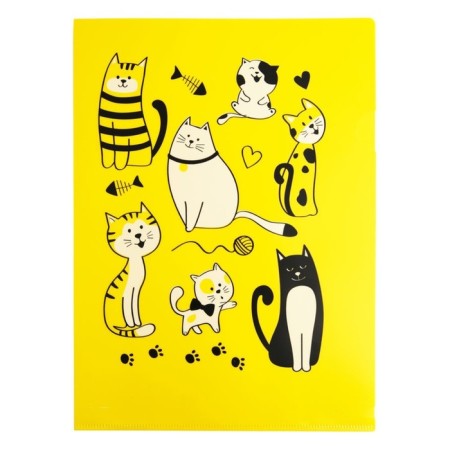 A4, 180 μm folder, calligrata "cats", translucent, with print, mix-1