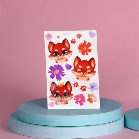 Gift set for the girl "fox", bag, gum set, notebook, tattoo-9