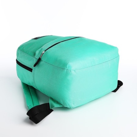 A backpack with a zipper, an outer pocket, the color is turquoise-4