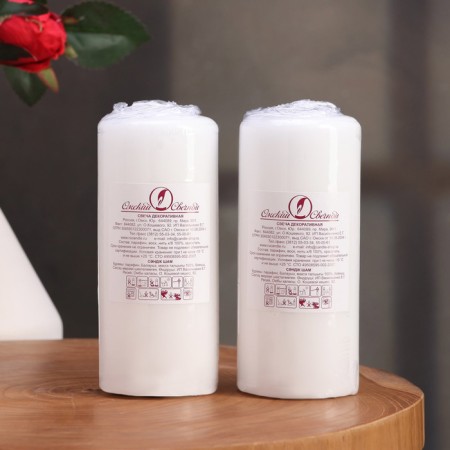 Candle cylinder, 5x11.5 cm, set 2 pcs, white-3