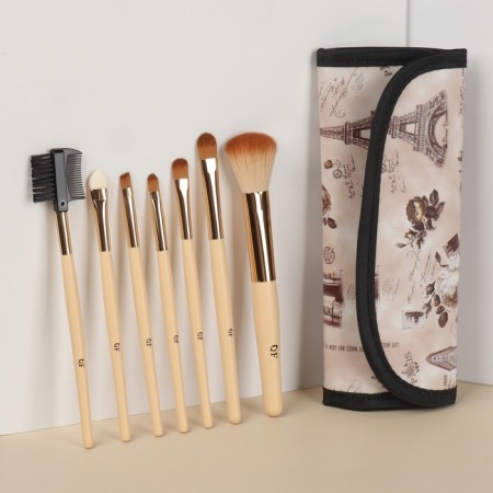 A set of makeup brushes “France”, 7 objects, a button cover, beige/brown color-2