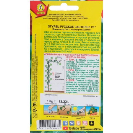 Seeds of cucumber "Russian feast" F1, parthenocarpic, 10 pcs-1