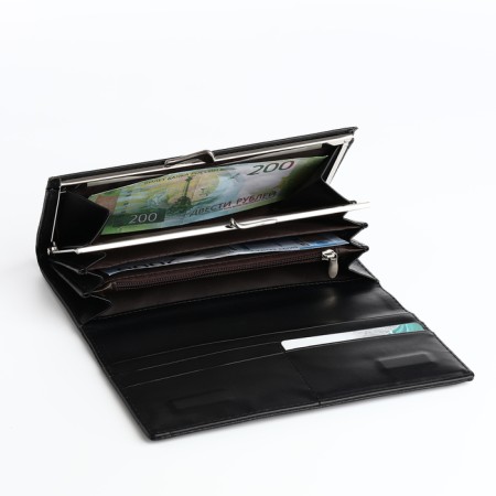 Women's wallet on a magnet, black color-3