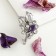Brooch "Victor" Awakening, white-purple color in silver
