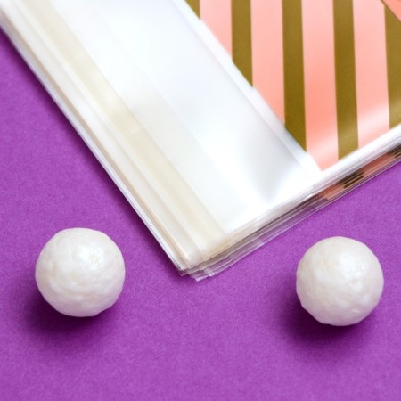 BOPP package with sticky tape, "stripes", 7*7+3cm-1