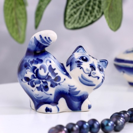 Сувенир «Кот Васька», 7 см, гжель-1