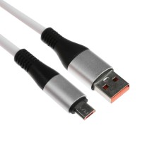 MicroUSB cable - USB, 2.4 A, TPE braid, thickened, 1 meter, white