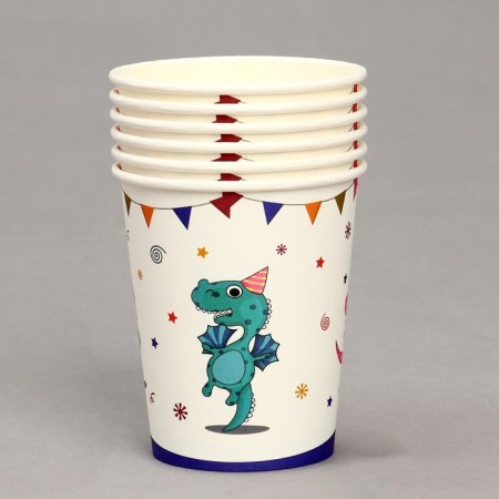 A glass of paper "happy dinosaurians", in a set of 6 pcs.