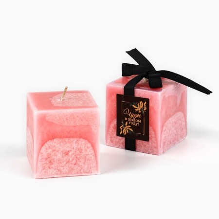 Interior New Year's Candle "Miracles" for the New Year, Pink, 5 x 5 cm-3