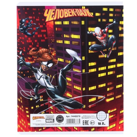 A notebook in a cage 18 sheets, 5 types of mix, cover coated cardboard, spider-man-10